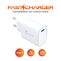 TECHMADE CARICABATTERIE 20W 1 PORTA USB-C OUTPUT FAST CHARGE