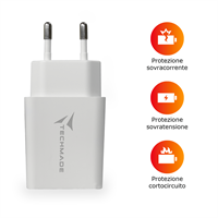 TECHMADE CARICABATTERIE 20W 1 PORTA USB-C OUTPUT FAST CHARGE