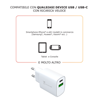 TECHMADE CARICABATTERIE 20W 1porta USB-C/USB-A FAST CHARGE