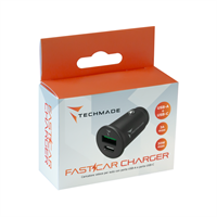 TECHMADE CARICATORE GAN AUTO FASTCHARGER 30 WATT TYPE-C + USB A