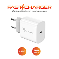 TECHMADE CARICABATTERIE 20W CON UNA PORTA USB-C OUTPUT