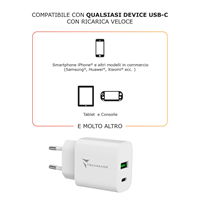 TECHMADE CARICABATTERIE 20W CON PORTA USB-C + PORTA USB-A