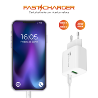 TECHMADE CARICABATTERIE 20W CON PORTA USB-C + PORTA USB-A